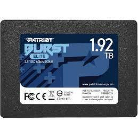 SSD|PATRIOT|Burst Elite|1.92TB|SATA 3.0|3D NAND|Write speed 320 MBytes/sec|Read speed 450 MBytes/sec|2,5