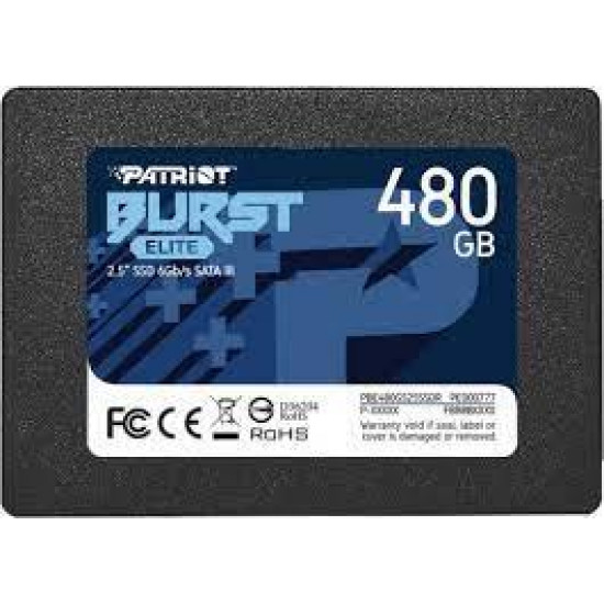 SSD|PATRIOT|Burst Elite|480GB|SATA 3.0|3D NAND|Write speed 320 MBytes/sec|Read speed 450 MBytes/sec|2,5