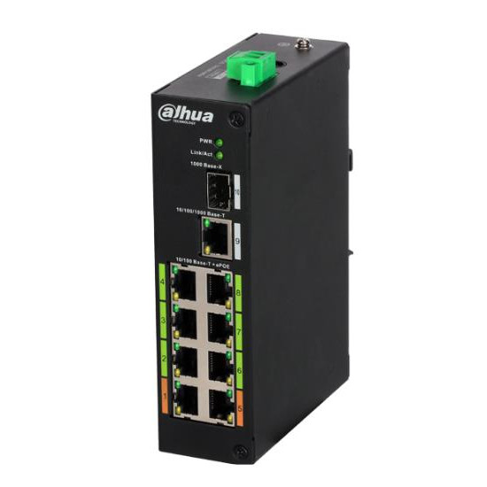 Switch|DAHUA|LR2110-8ET-120|Type L2|8x10Base-T / 100Base-TX|1x10Base-T / 100Base-TX / 1000Base-T|1x1000Base-X|PoE ports 8|DH-LR2110-8ET-120