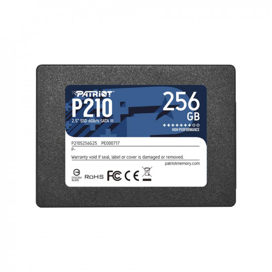 SSD|PATRIOT|P210|256GB|SATA 3.0|Write speed 400 MBytes/sec|Read speed 500 MBytes/sec|2,5