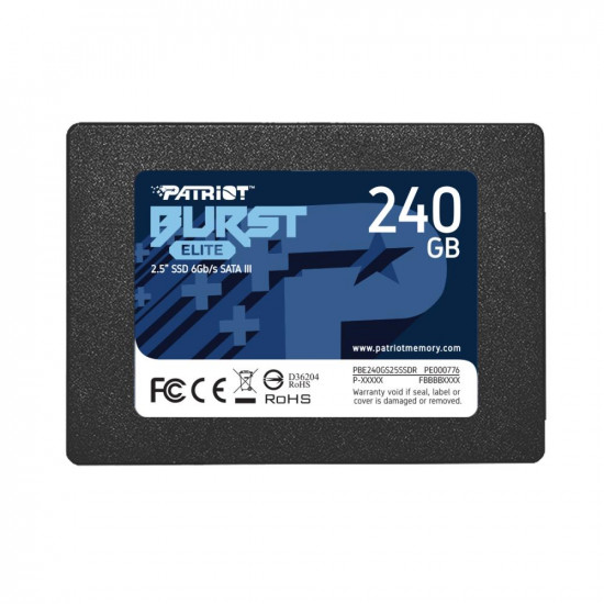 SSD|PATRIOT|Burst Elite|240GB|SATA 3.0|3D NAND|Write speed 320 MBytes/sec|Read speed 450 MBytes/sec|2,5