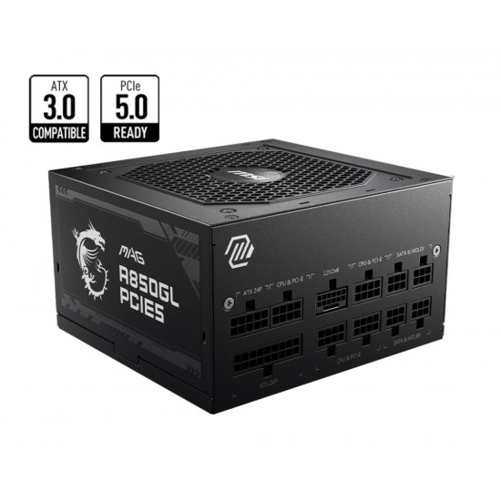 Power Supply|MSI|850 Watts|Efficiency 80 PLUS GOLD|PFC Active|MAGA850GLPCIE5