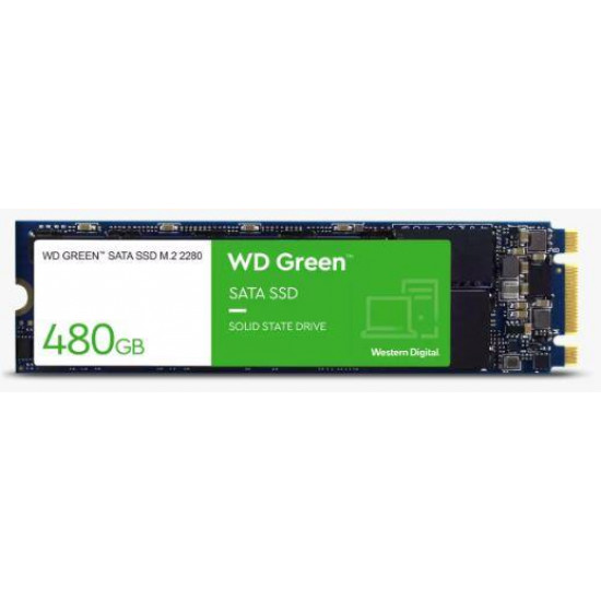 SSD|WESTERN DIGITAL|Green|480GB|M.2|SATA 3.0|Read speed 545 MBytes/sec|1.5mm|MTBF 1000000 hours|WDS480G3G0B