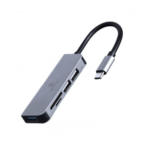 I/O HUB USB-C 3PORT+CR/UHB-CM-CRU3P1U2P2-01 GEMBIRD