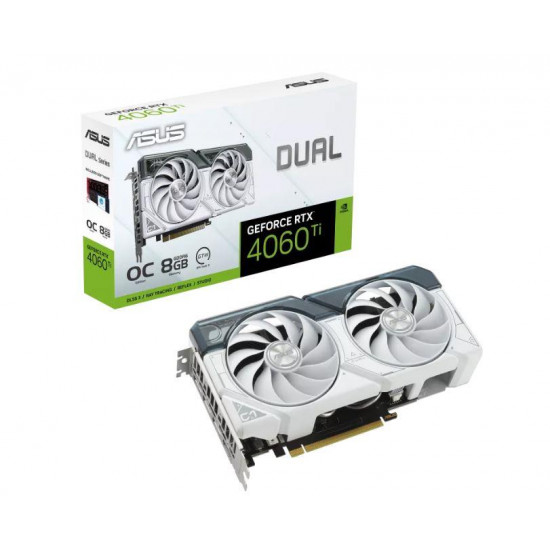 Graphics Card|ASUS|NVIDIA GeForce RTX 4060 Ti|8 GB|GDDR6|128 bit|PCIE 4.0 16x|Dual Slot Fansink|1xHDMI|3xDisplayPort|DUAL-RTX4060TI-O8G-WHITE