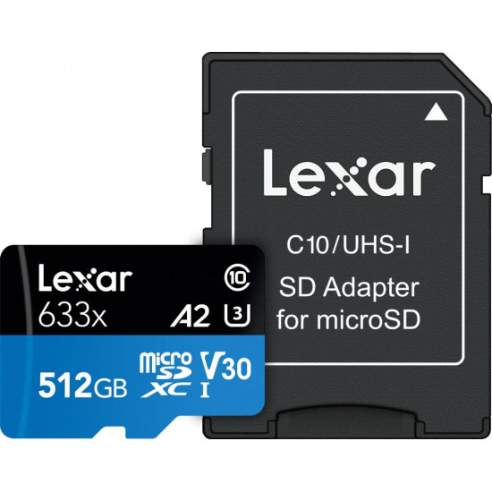 MEMORY MICRO SDXC 512GB UHS-I/W/ADAPTER LSDMI512BB633A LEXAR