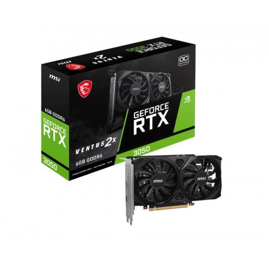 Graphics Card|MSI|NVIDIA GeForce RTX 3050|6 GB|GDDR6|96 bit|PCIE 4.0 16x|Dual Slot Fansink|2xHDMI|1xDisplayPort|RTX3050VEN2X6GOC