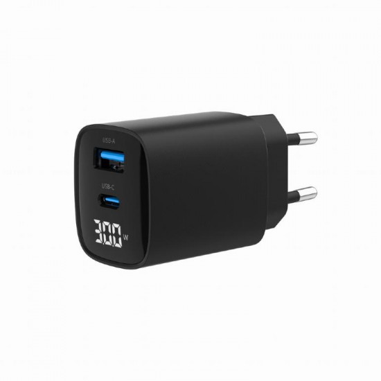 CHARGER USB 30W 2PORT/TA-UC-PDQC30LCD-BK-01 GEMBIRD