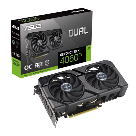 Graphics Card|ASUS|NVIDIA GeForce RTX 4060 Ti|8 GB|GDDR6|128 bit|PCIE 4.0 16x|GPU 2565 MHz|Dual Slot Fansink|1xHDMI|3xDisplayPort|DUAL-RTX4060TI-O8G-EVO