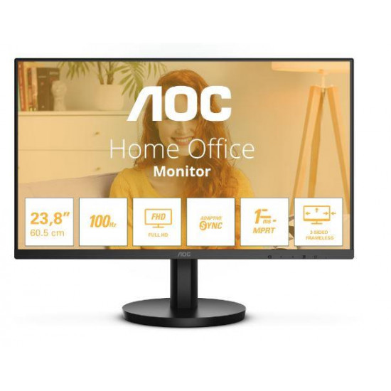 LCD Monitor|AOC|24|Panel VA|1920x1080|16:9|100 Hz|Matte|1 ms|Speakers|Tilt|Colour Black|24B3HMA2