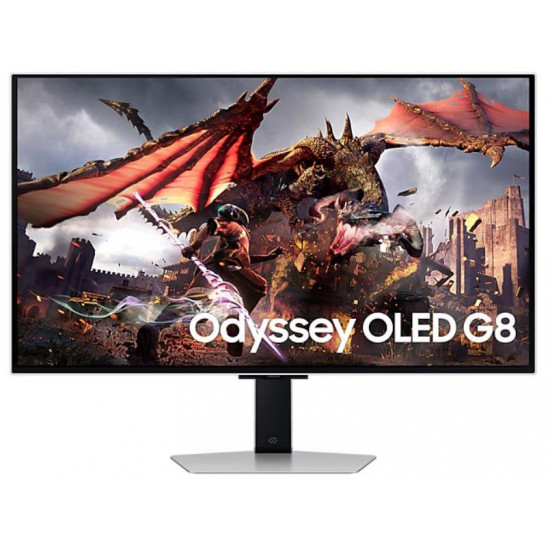 Monitor|SAMSUNG|32|Gaming/Smart/4K|Panel OLED|3840x2160|16:9|0.03 ms|Speakers|Swivel|Pivot|Height adjustable|Tilt|Colour Silver|LS32DG802SUXDU