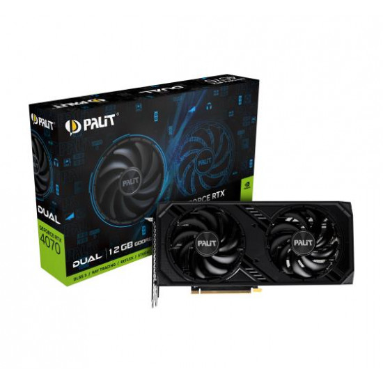 Graphics Card|PALIT|NVIDIA GeForce RTX 4070|12 GB|GDDR6|192 bit|PCIE 4.0 16x|GPU 1920 MHz|Dual Slot Fansink|1xHDMI|3xDisplayPort|NE64070019K9-1048D