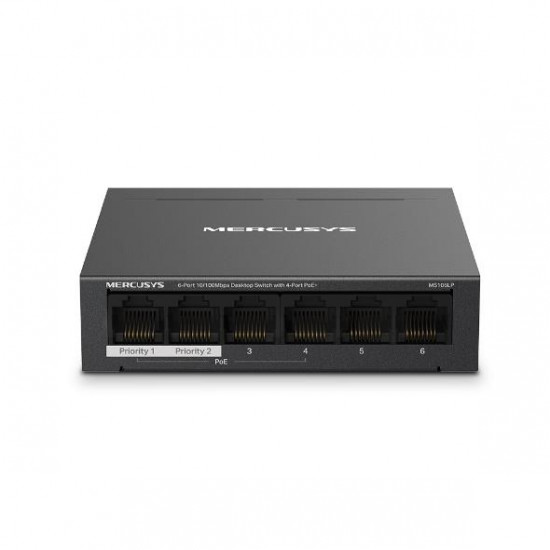 Switch|MERCUSYS|MS106LP|Desktop/pedestal|6x10Base-T / 100Base-TX|PoE+ ports 4|MS106LP