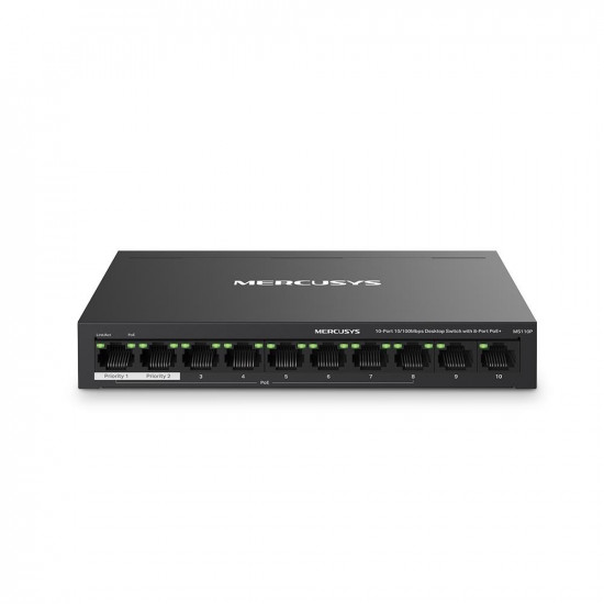 Switch|MERCUSYS|MS110P|Desktop/pedestal|10x10Base-T / 100Base-TX|PoE+ ports 8|MS110P