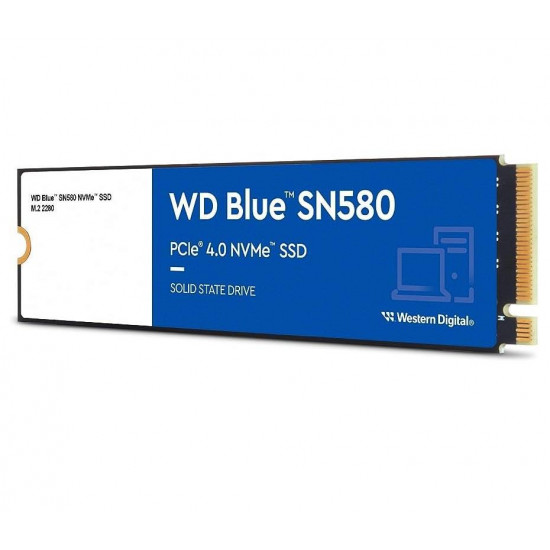 SSD|WESTERN DIGITAL|Blue SN580|1TB|M.2|PCIe Gen4|NVMe|TLC|Write speed 4150 MBytes/sec|Read speed 4150 MBytes/sec|2.38mm|TBW 600 TB|MTBF 1500000 hours|WDS100T3B0E