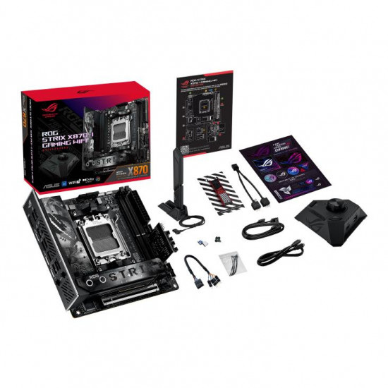 Mainboard|ASUS|AMD X870|SAM5|Mini-ITX|Memory DDR5|Memory slots 2|1xPCI-Express 4.0 16x|1xPCI-Express 5.0 16x|2xM.2|1xHDMI|3xUSB 3.0|4xUSB 3.2|1xUSB-C|2xUSB4|1xRJ45|ROGSTRIXX870-IGAMWIFI