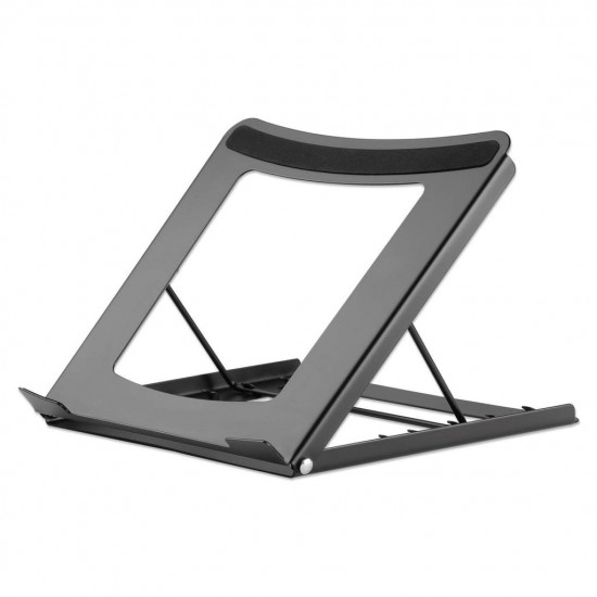 Manhattan Laptop and Tablet Stand, Adjustable (5 positions), Suitable for all tablets and laptops up to 15.6", Portable and Lightweight, Steel, Black, Lifetime Warranty