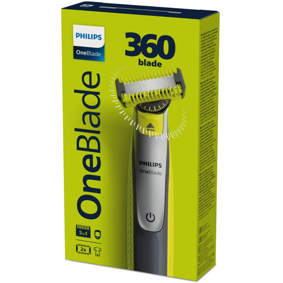 Philips OneBlade Face + Body QP2834/20, 1x Original blade, 1x 360 blade, 5-in-1 comb (1,2,3,4,5 mm), 60 min run time/4hour charging