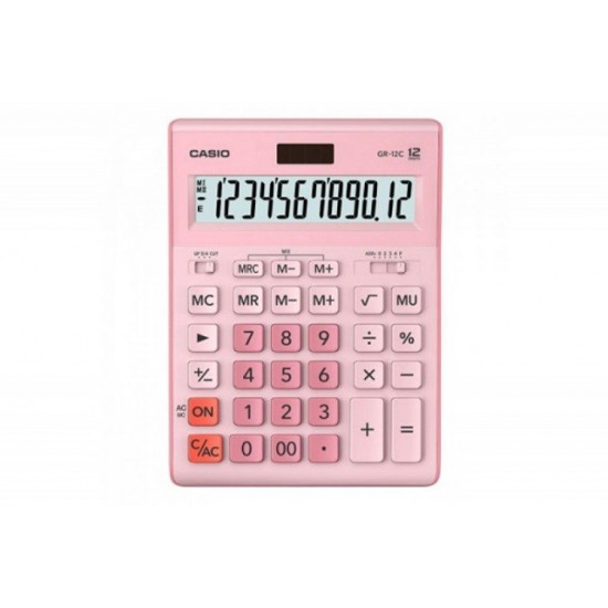 CASIO CALCULATOR GR-12C-PK OFFICE PINK, 12-DIGIT DISPLAY