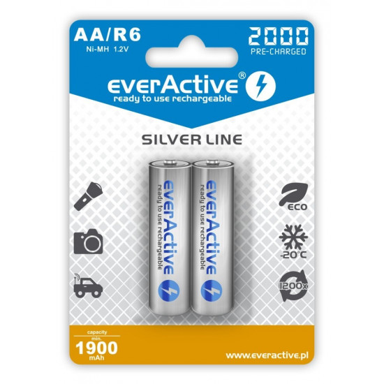 Rechargeable batteries everActive Ni-MH R6 AA 2000 mAh Silver Line - 2 pieces