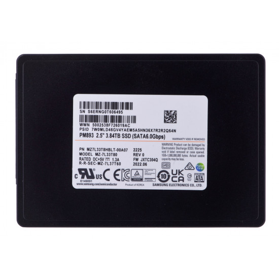 SSD Samsung PM893 3.84TB SATA 2.5" MZ7L33T8HBLT-00A07 (DWPD 1)