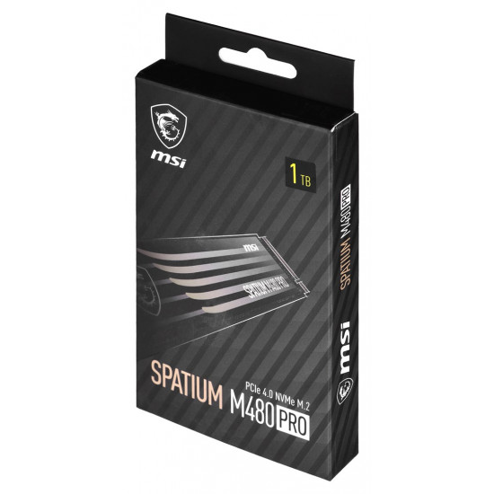 SSD|MSI|SPATIUM M480 PRO|1TB|M.2|PCIe Gen4|NVMe|3D NAND|Write speed 6000 MBytes/sec|Read speed 7400 MBytes/sec|2.15mm|TBW 700 TB|MTBF 1600000 hours|S78-440L1G0-P83