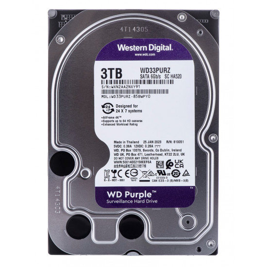 Dysk HDD WD Purple WD33PURZ (3 TB 3.5" 256 MB 5400 obr/min)