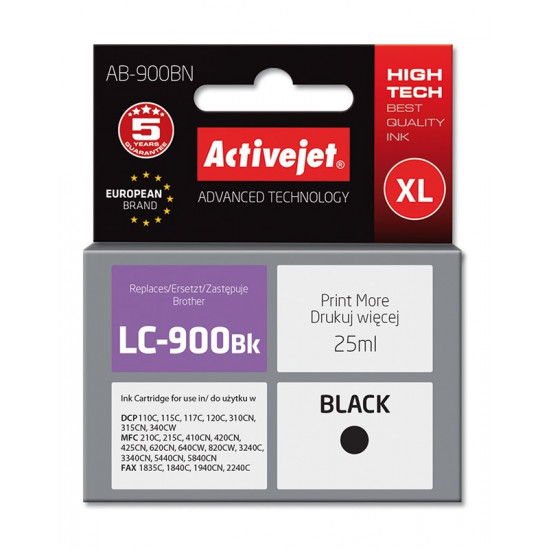 Activejet AB-900BN ink (replacement for Brother LC900Bk Supreme 25 ml black)