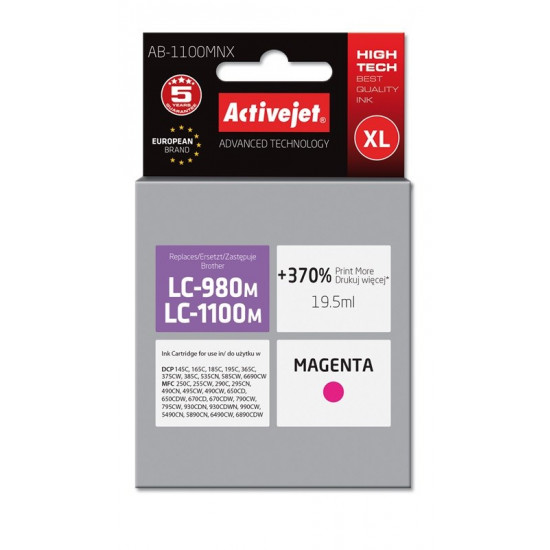 Activejet AB-1100MNX ink (replacement for Brother LC1100/LC980M Supreme 19.5 ml magenta)