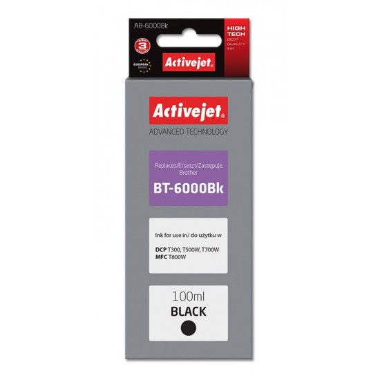 Activejet AB-6000Bk Ink Bottle (Replacement for Brother BT-6000BK Supreme 100 ml black)