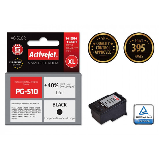 Activejet AC-510R Ink cartridge (replacement for Canon PG-510 Premium 12 ml black)