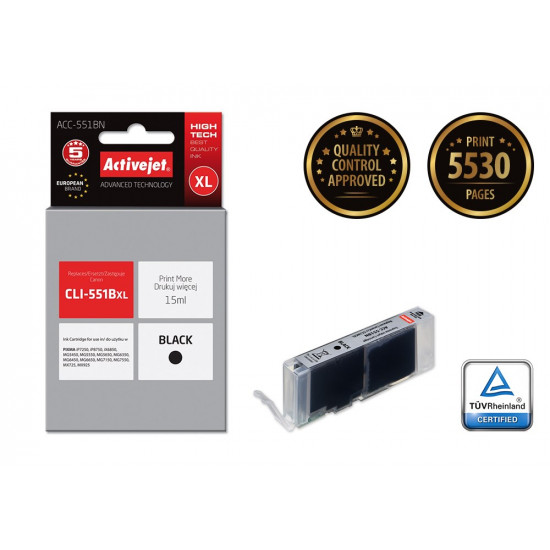 Activejet ACC-551BN Ink cartridge (replacement for Canon CLI-551BK Supreme 15 ml black)