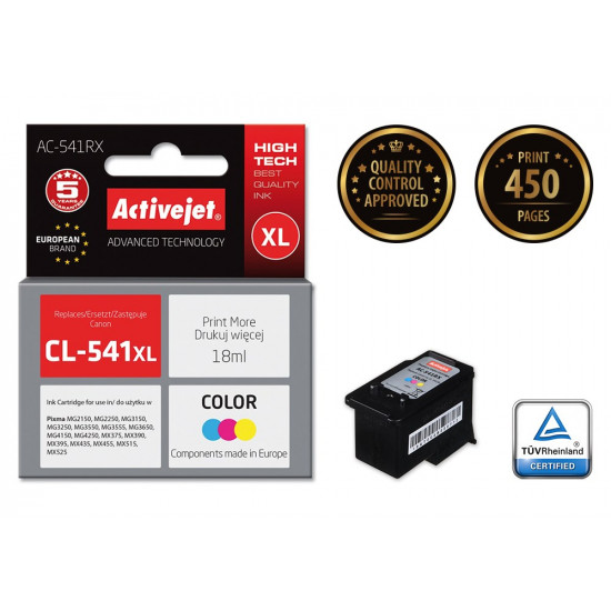 Activejet AC-541RX Ink cartridge (replacement for Canon CL-541XL Premium 18 ml color)
