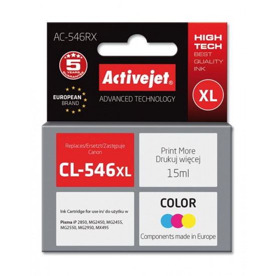 Activejet AC-546RX Ink cartridge (replacement for Canon CL-546XL Premium 15 ml color)