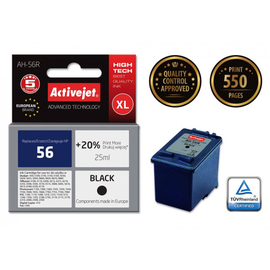 Activejet AH-56R Ink cartridge (replacement for HP 56 C6656A Premium 25 ml black)