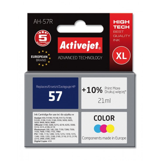 Activejet AH-57R Ink cartridge (replacement for HP 57 C6657AE Premium 21 ml color)