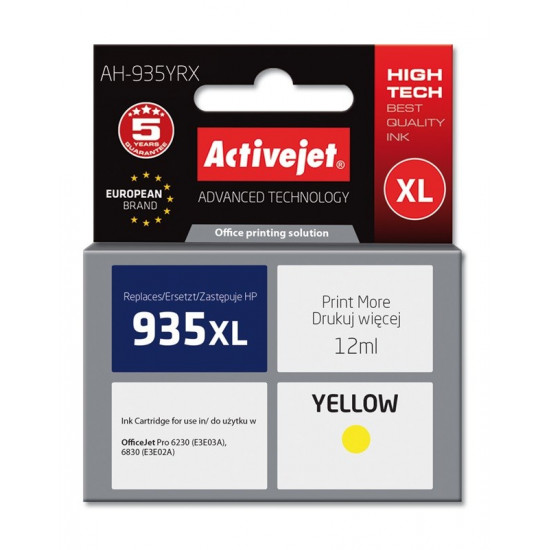 Activejet AH-935YRX ink (replacement for HP 935XL C2P26AE Premium 12 ml yellow)