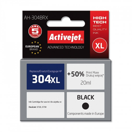 Activejet AH-304BRX ink (replacement for HP 304XL N9K08AE Premium 20 ml black)