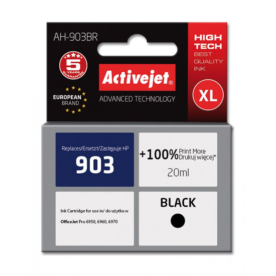 Activejet AH-903BR ink (replacement for HP 903 T6L99AE Premium 20 ml black)