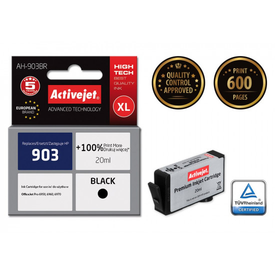 Activejet AH-903BR ink (replacement for HP 903 T6L99AE Premium 20 ml black)