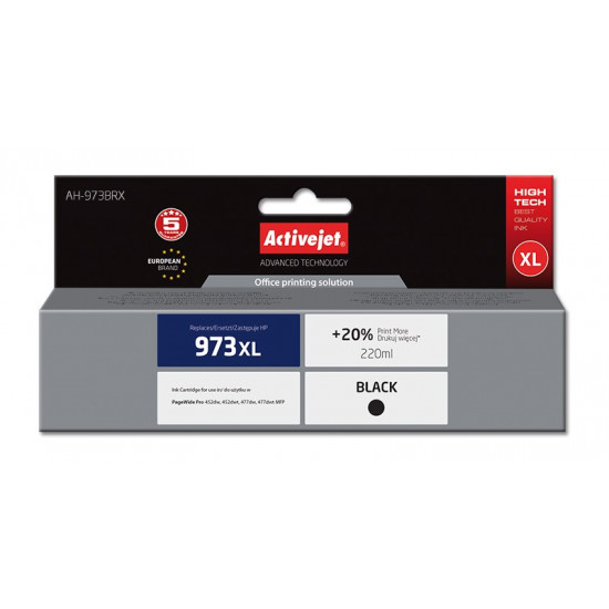 Activejet AH-973BRX ink (replacement for HP 973XL L0S07AE Premium 220 ml black)