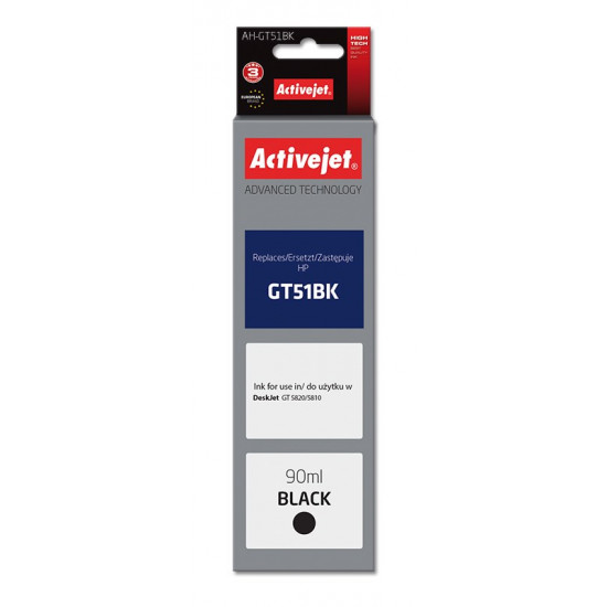 Activejet AH-GT51Bk ink (replacement for HP GT-51BK M0H57AE Supreme 90 ml black)
