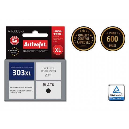 Activejet AH-303BRX ink for HP printer, HP 303XL T6N04AE replacement Premium 20 ml black