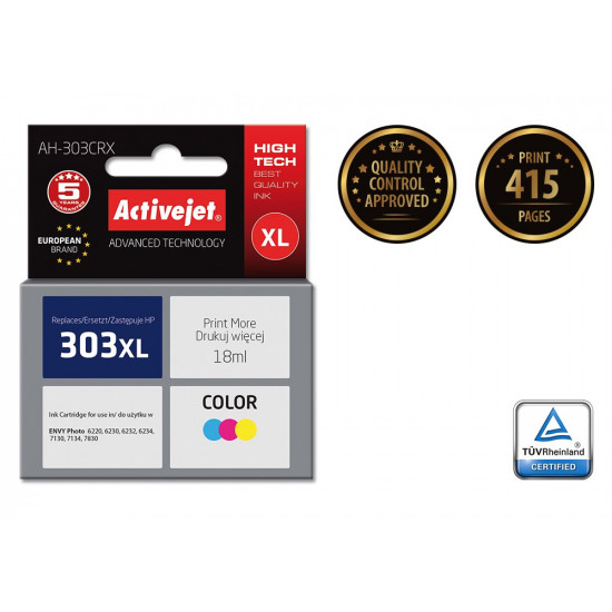 Activejet AH-303CRX ink for HP printer, HP 303XL T6N03AE replacement Premium 18 ml color