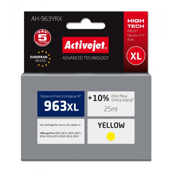 Activejet AH-963YRX ink for HP printers, Replacement HP 963XL 3JA29AE Premium 1760 pages yellow