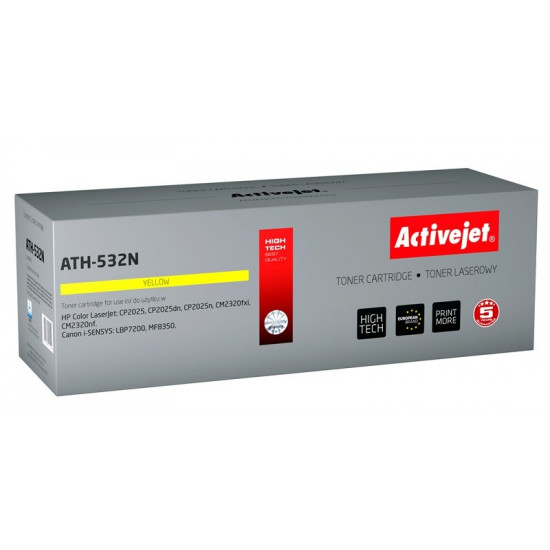 Activejet ATH-532N toner (replacement for HP 304A CC532A, Canon CRG-718Y Supreme 3200 pages yellow)