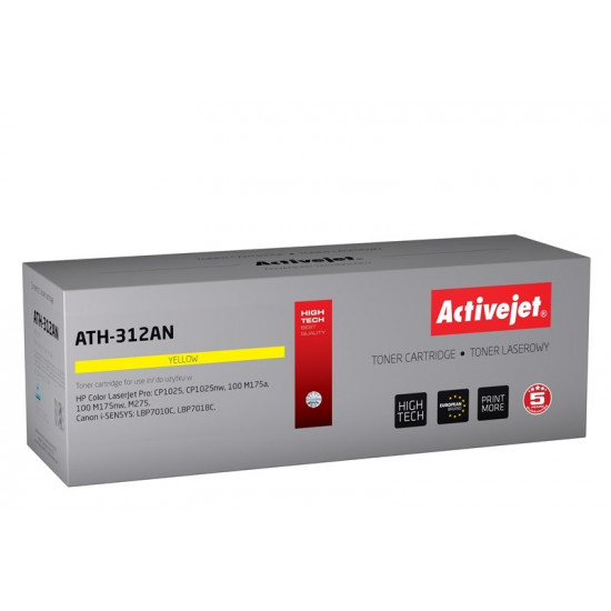 Activejet ATH-312AN toner (replacement for HP 126A CE312A, Canon CRG-729Y Premium 1000 pages yellow)