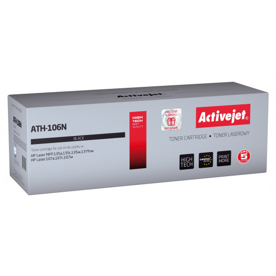 Activejet ATH-106N toner (replacement for HP 106A W1106A Supreme 1000 pages black)