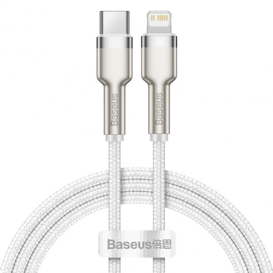 USB-C cable to Lightning Baseus Cafule, White, Power Delivery, 20W, 1m (white)