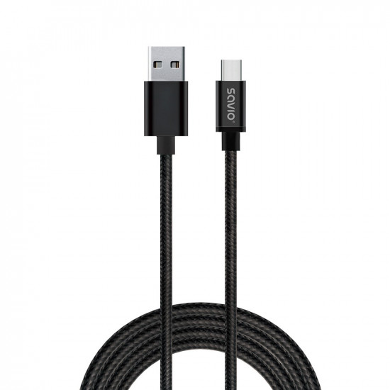 Savio CL-129 USB cable 2 m USB 2.0 USB A USB C Black